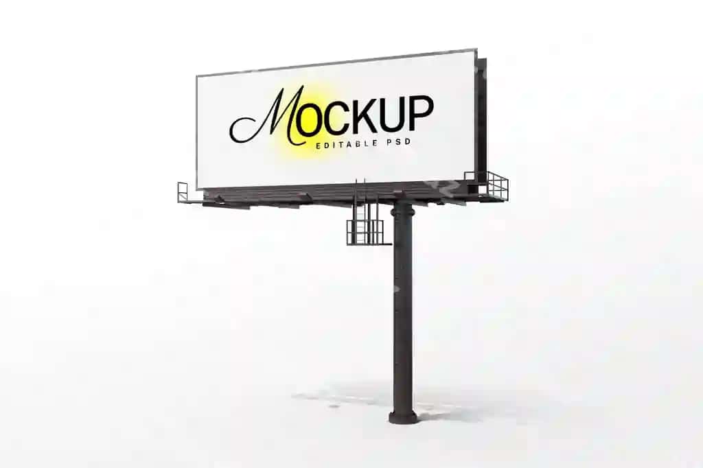 Gorizontal shahar reklama doskasi mockup shablon psd dizayni | Horizontal city billboard mockup template psd design