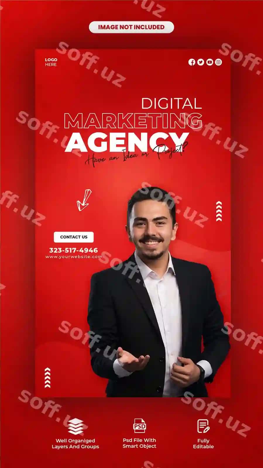 Raqamli marketing agentligi korporativ Facebook Instagram story shabloni | Digital marketing agency corporate facebook instagram story template