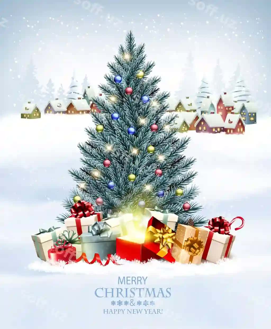 Bayram Rojdestvo Baxarli yangi yil fonida qish Rojdestvo | Holiday christmas happy new year background with winter shristmas