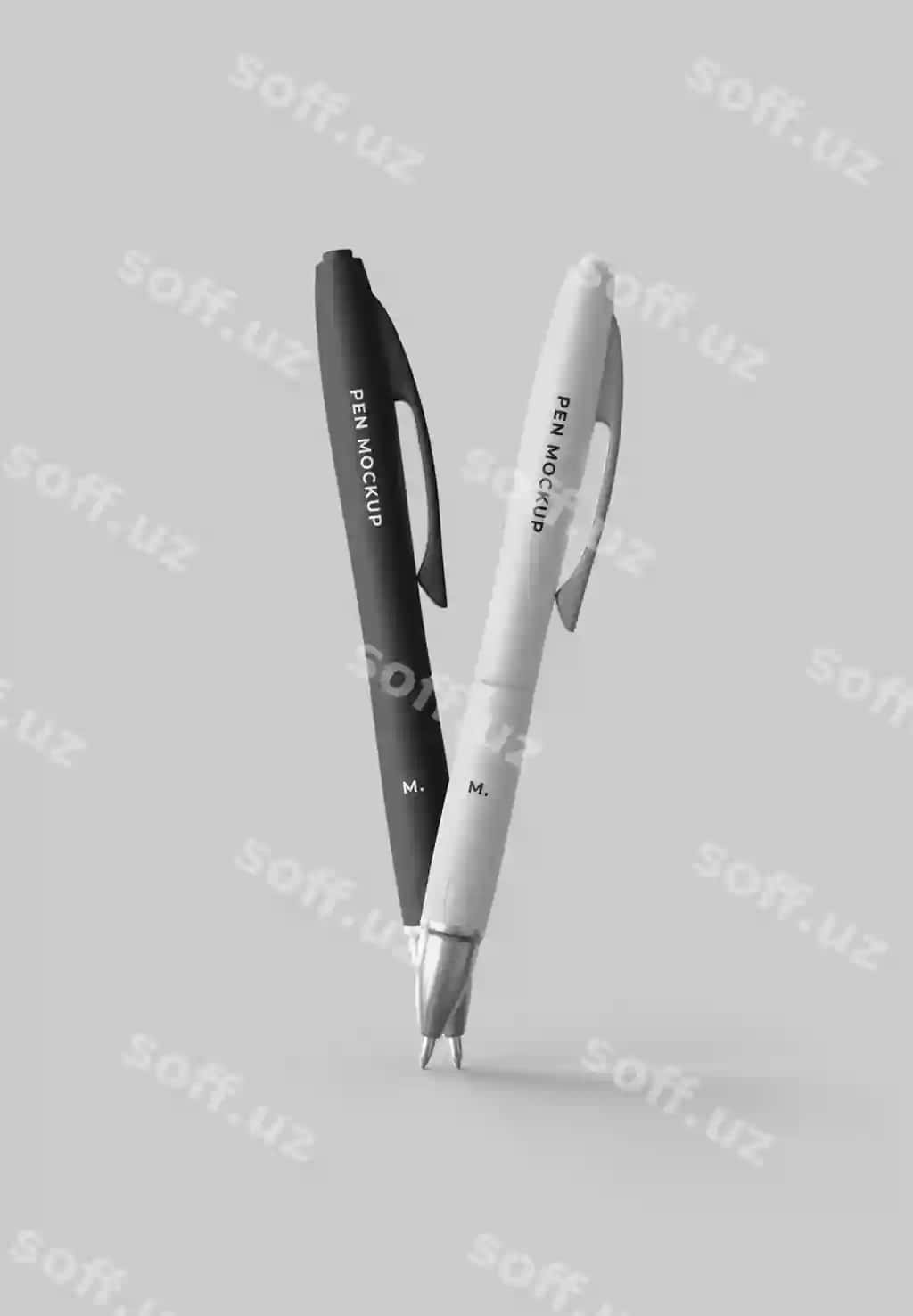 Elegant ruchka namunasi qora-oq ruchkalar | Elegant pen mockup black white pens