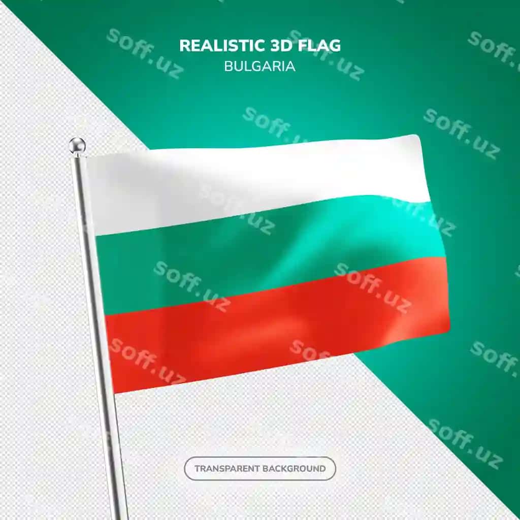 Psd Bolgariston realistik 3d bayroq render | Psd bulgaria realistic 3d flag render
