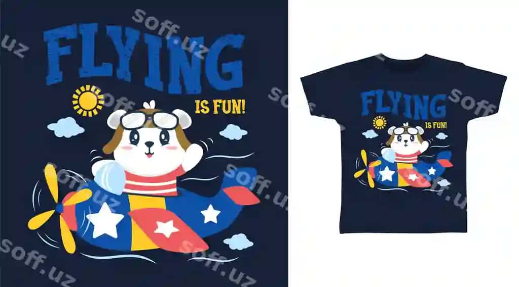 Chiroyli pilot ayiq multfil'm futbolka san'at dizayni | Cute pilot bear cartoon tshirt art design