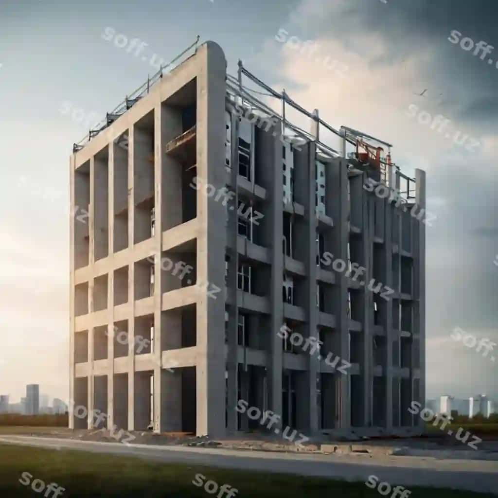 Binoo ko'plab oynalari va yuqoridagi kran bilan | Building with lot windows crane top
