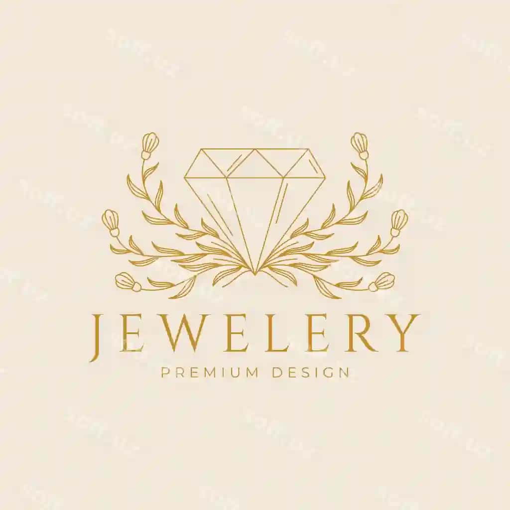 Zirvak logo hindiy go'zalik botanik gul chizma san'ati vektor | Jewelry logo diamond beauty with botanical flower line art vector