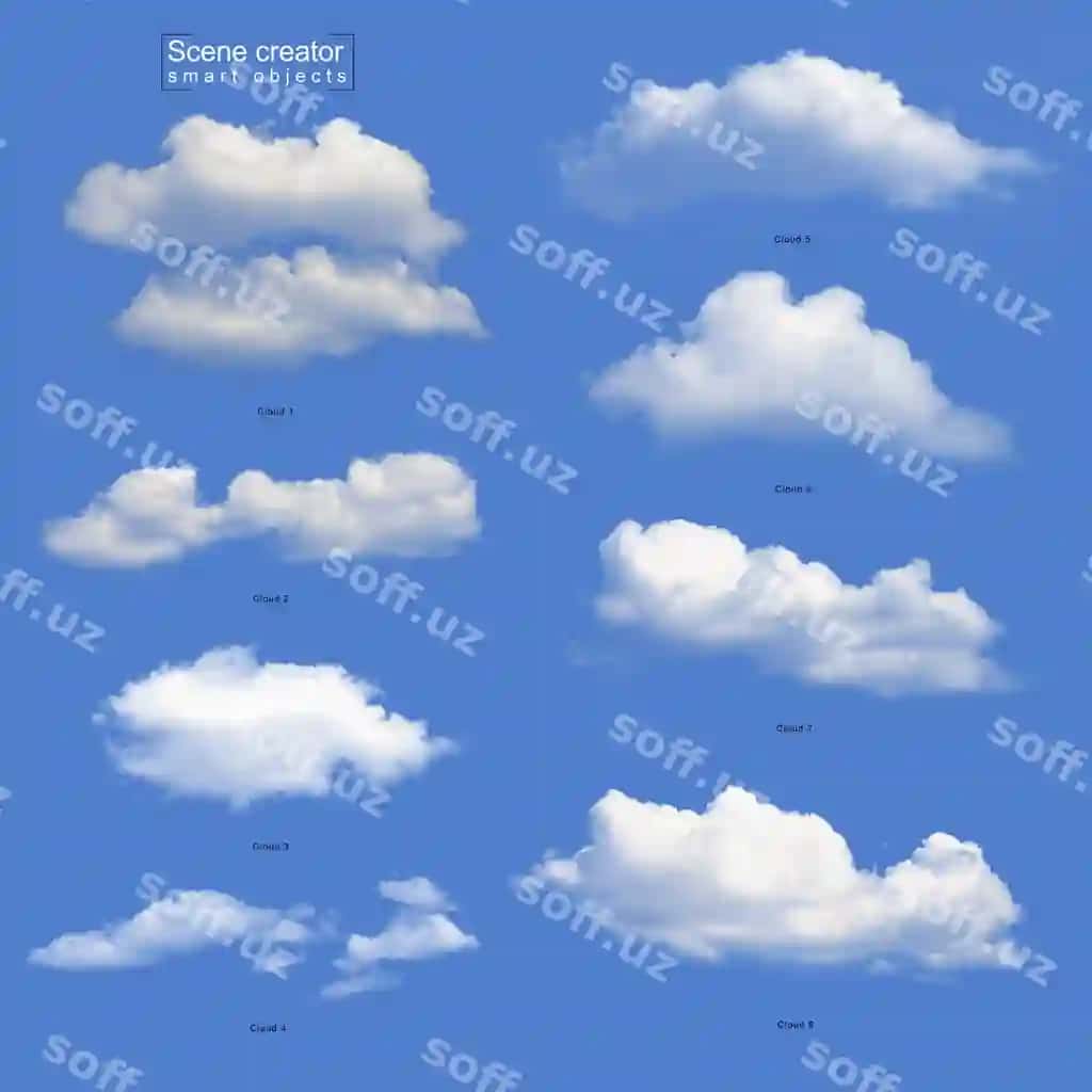 Haqiqiy oq bulut komplekti | Realistic white cloud set