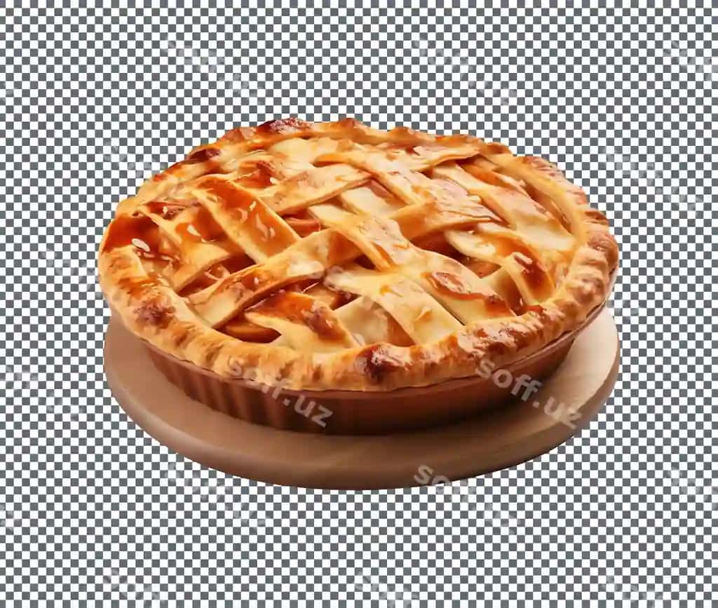 Shirin pishirilgan alma pirosmana ajraltirilgan shaffof fonda | Delicious baked apple pie dessert isolated transparent background