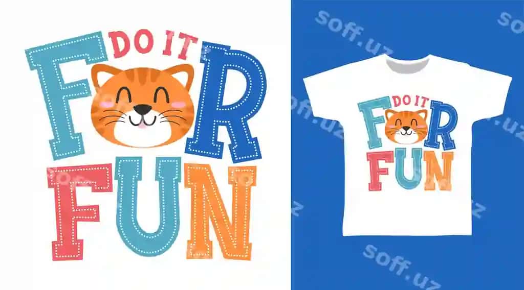 It fun tipografiyasi sevimli mushuk futbolka dizaynlari kontseptsiyasi | It fun typography with cute cat tee designs concept