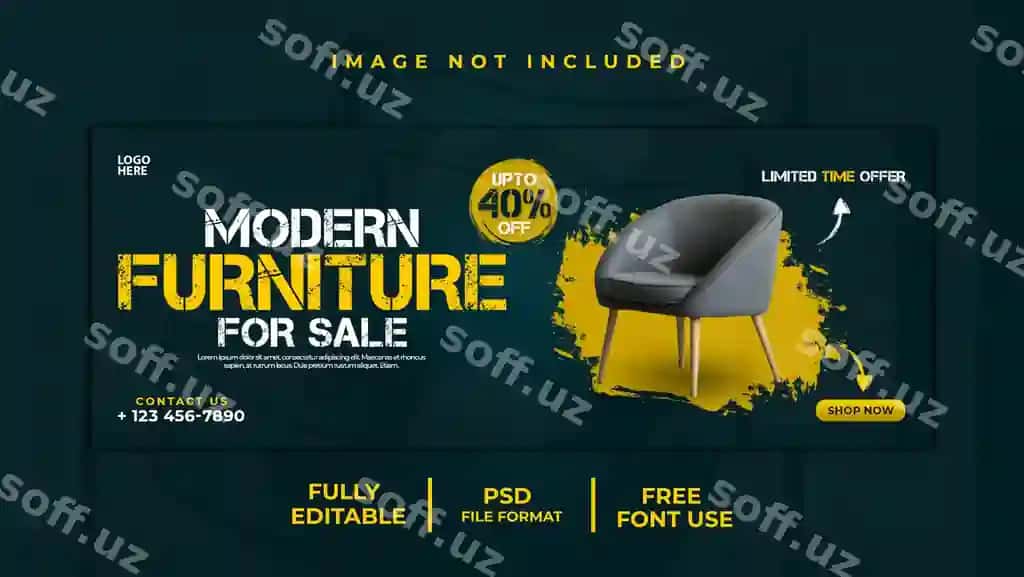 Mebel ijtimoiy tarmoqlar Facebook varaq banner shabloni | Furniture social media facebook cover banner template