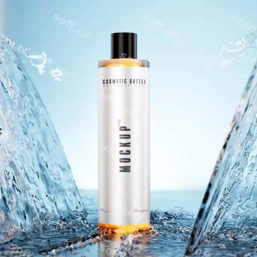Haqiqiy kosmetik flakon namunasi shampun kosmetik mahsulot namoyishi | Realistic cosmetic bottle mockup shampoo cosmetic product presentation