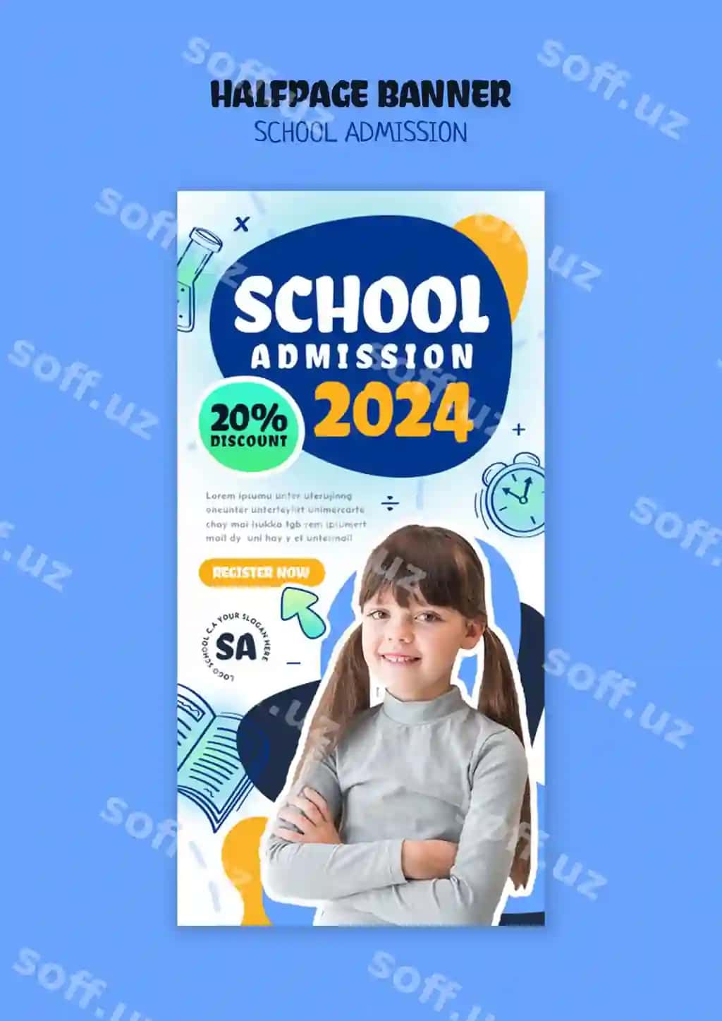 Maxsus dizayn shabloni kirish so'rovi uchun maktab | School admission template design