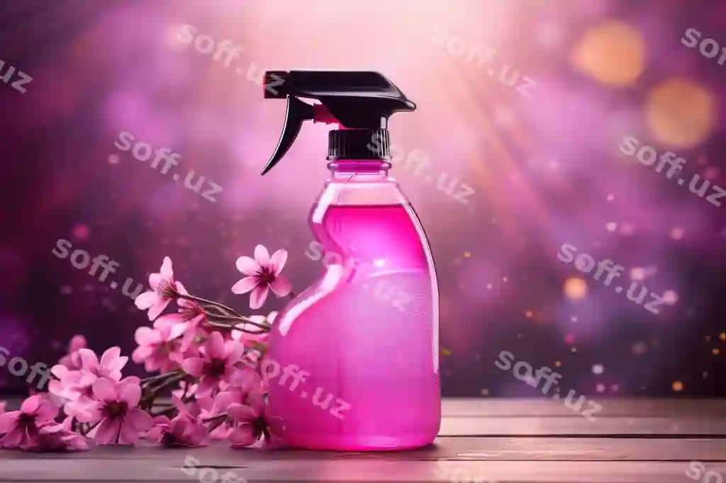Bo'sh plastik sprey detergent flakoni gullar bilan gullik hava aromatizatorini sprey qiladigan bahor tozalash | Blank plastic spray detergent bottle with flowers spraying floral air freshener spring cleaning