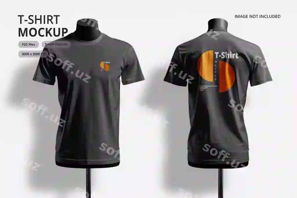 Futbolka mockup old va orqa ko'rinishi | T shirt mockup front back view