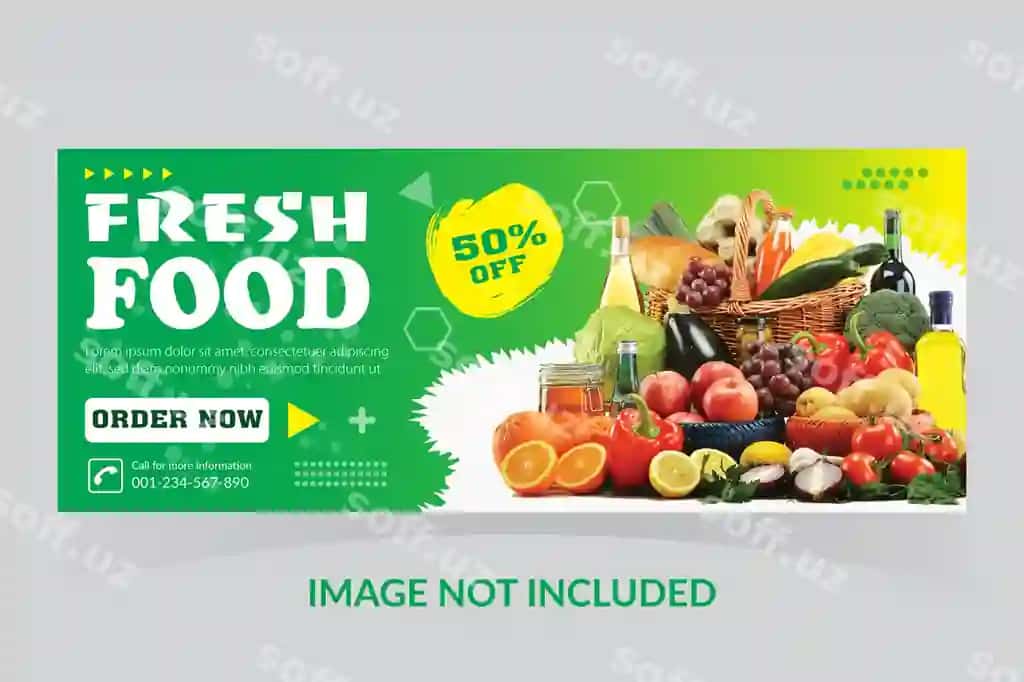 Delicias yangi taomlar baner ijtimoiy media reklamasi Instagram | Delicias fresh food banner social media promotion instagram