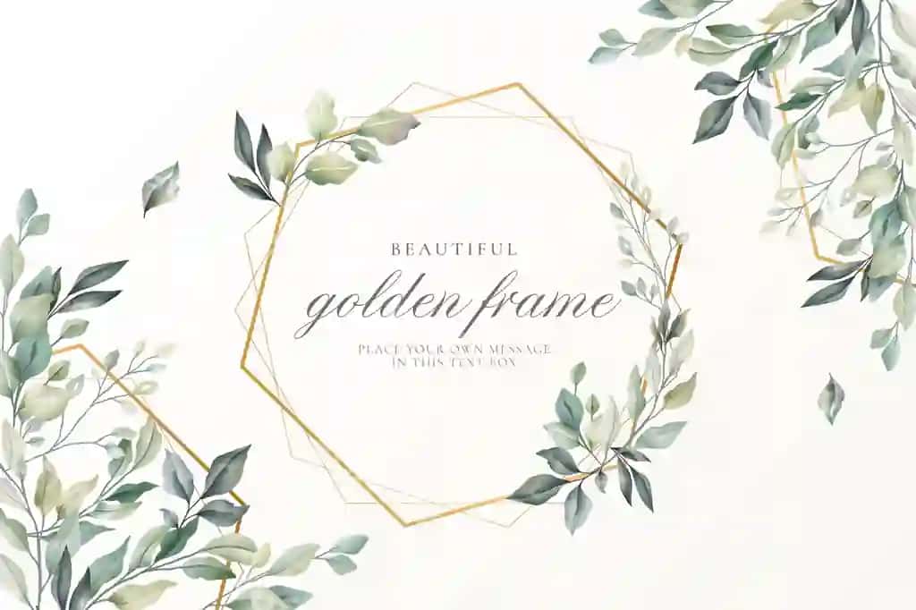 Chiroyli gulli karta oltin ramkali | Beautiful floral card with golden frame
