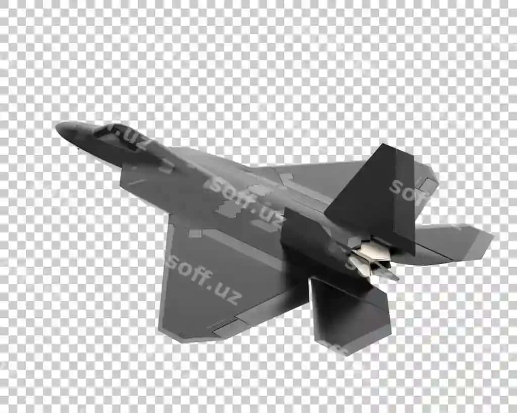 Zirhli tarkiyalar ayrilgan shaffof fonda 3d render qilingan illustratsiya | Fighter aircraft isolated transparent background 3d rendering illustration