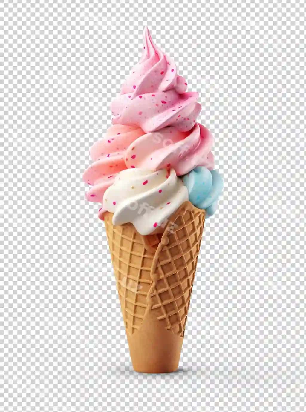 Rang-barang muzlat kon Sun'iy intellekt shabloni shaffof | Colorful ice cream cone ai cutout transparent