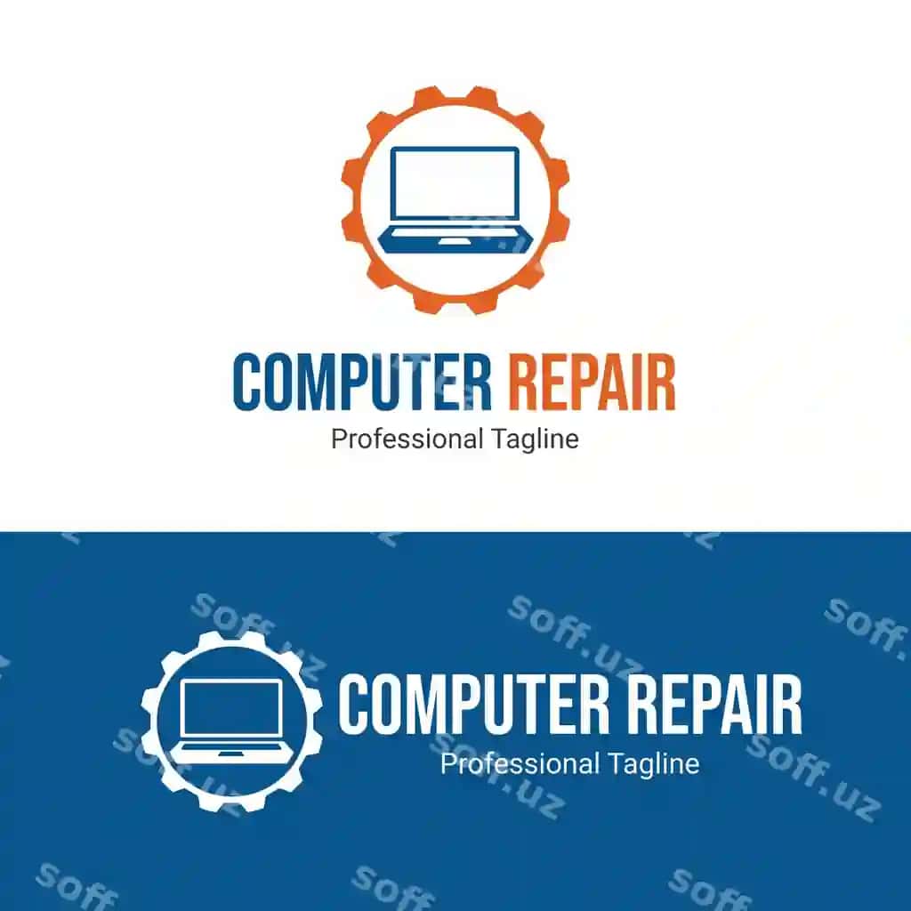 Kompyuterni ta'mirlash logotip dizayni vektor shabloni | Computer repairing logo design vector template