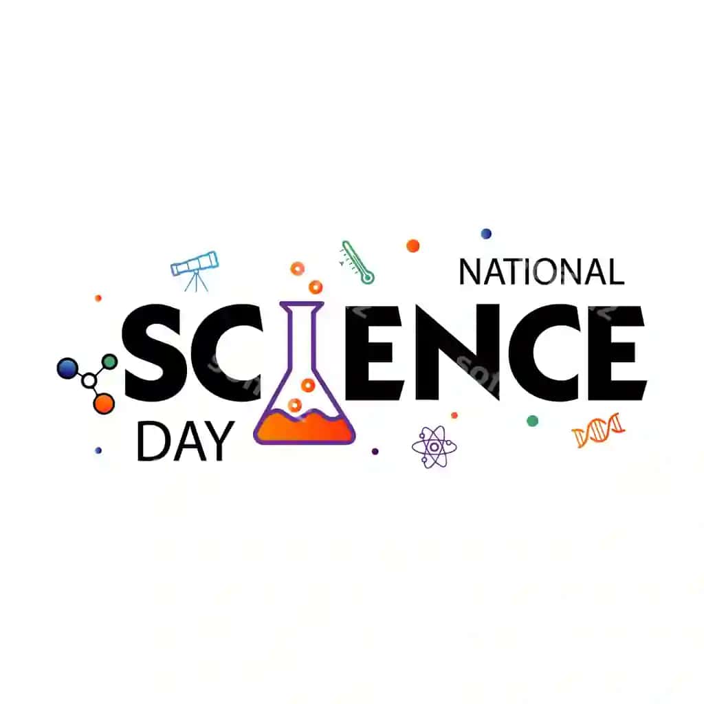 Milliy ilmiy kun devor paramıdasi ilmiy laboratoriya elementlari bilan | National science day wallpaper with science lab elements