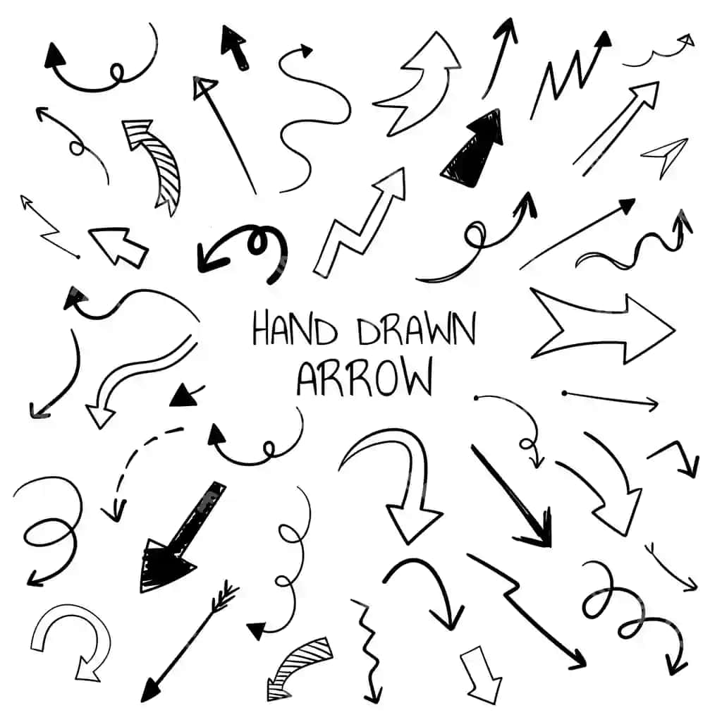 Qo'l chizma oʻcha illustratsiyalari to'plami | Hand drawn arrow illustration collection