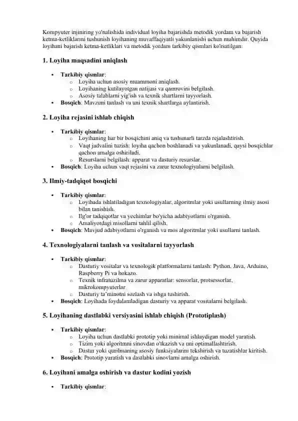 Individual loyiha va uslubiy ko'rsatma shablon