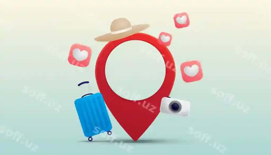 Joylashuvchi ramz harakat grafik elementlar illustratsiya vektor | Location symbol with travelling graphic elements illustration vector