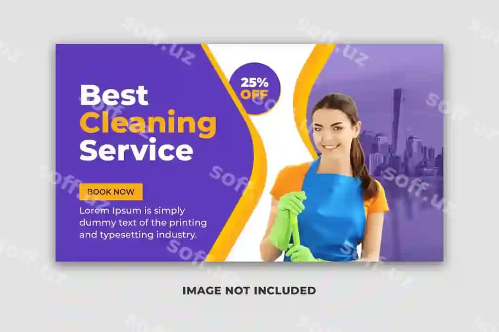 Professional tozalash xizmati YouTube video miniaturka veb banner | Professional cleaning service youtube video thumbnail web banner