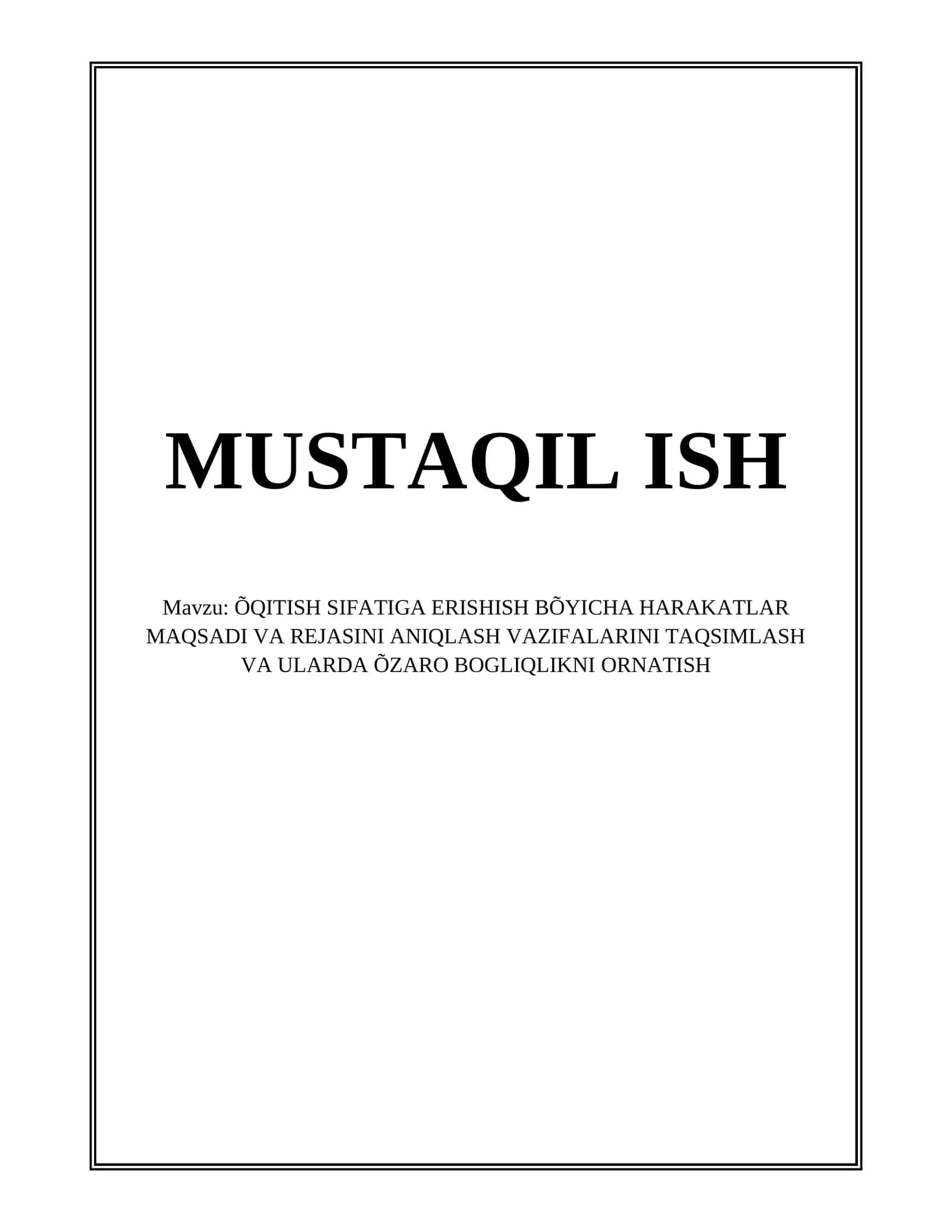 Harakatlar maqsadlarini aniqlash tamoyillari