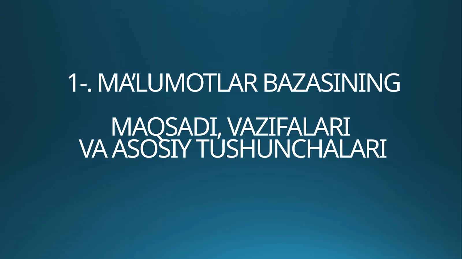 Ma'lumotlar Bazasi