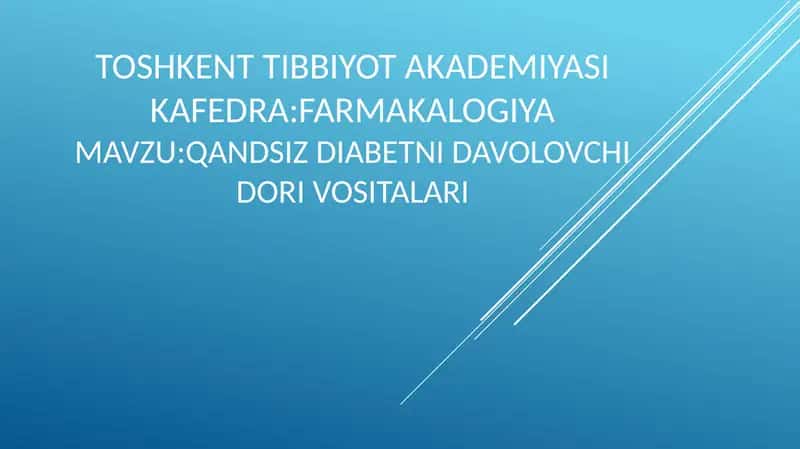 Qandsiz Diabet va Davolovchi Dorilar