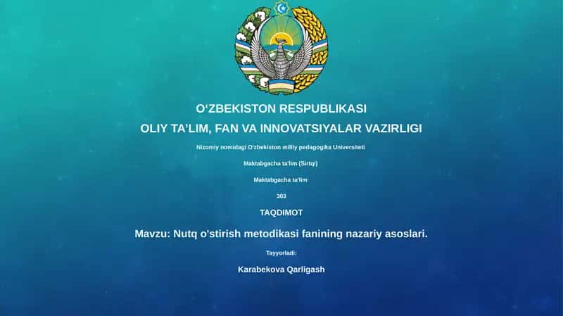 Nutq o'stirish metodikasi fanining nazariy asoslari