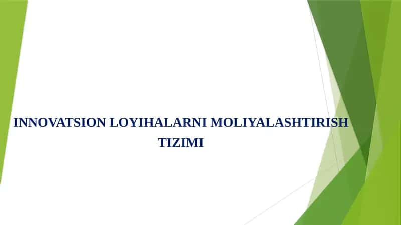 INNOVATSION LOYIHALARNI MOLIYALASHTIRISH TIZIMI