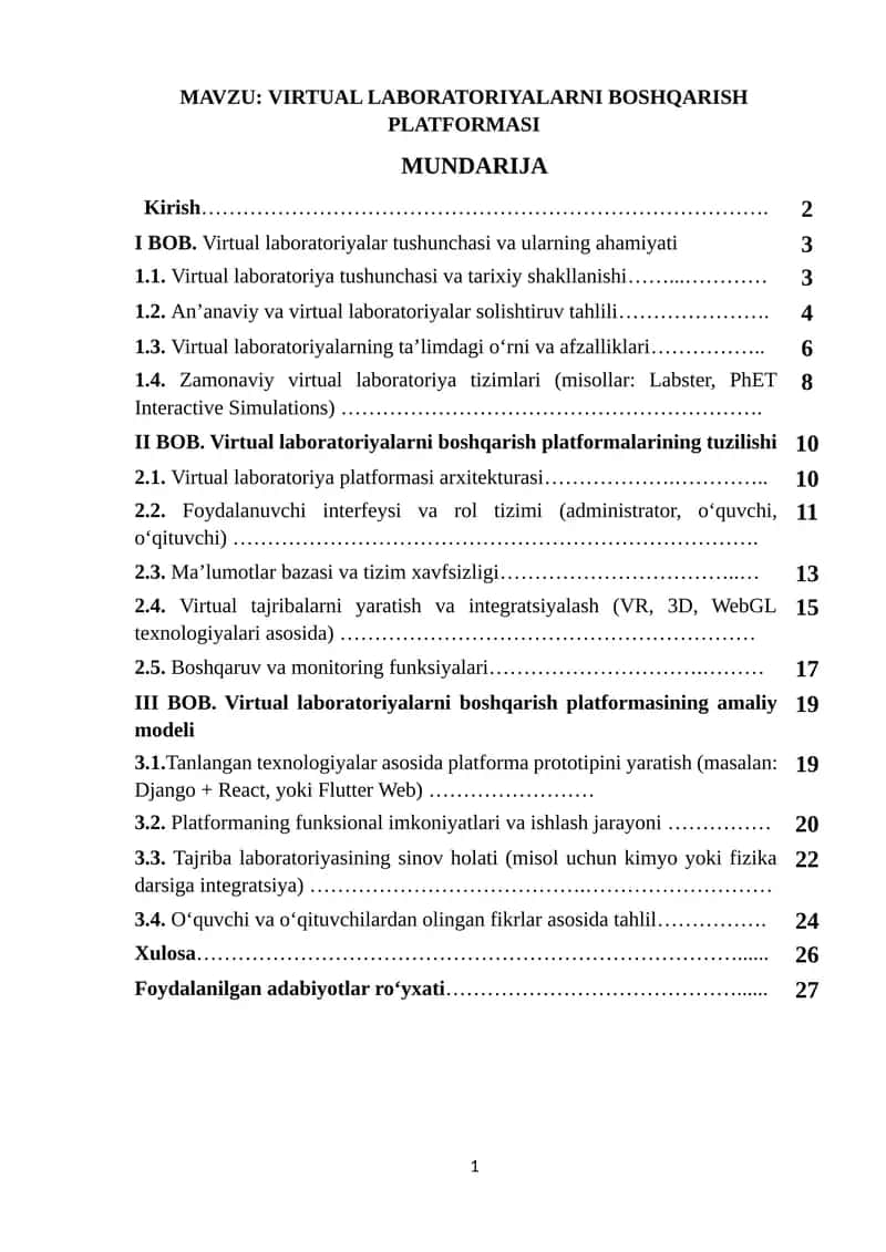 Virtual laboratoriyalarni boshqarish platformasi