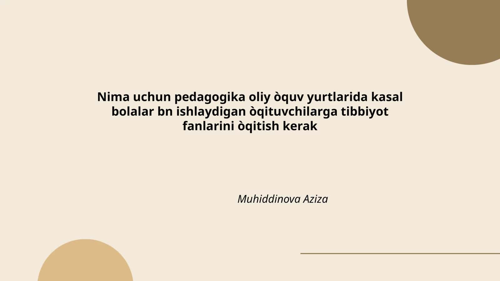 Pedagogika va Tibbiyot Fanlari Integratsiyasi