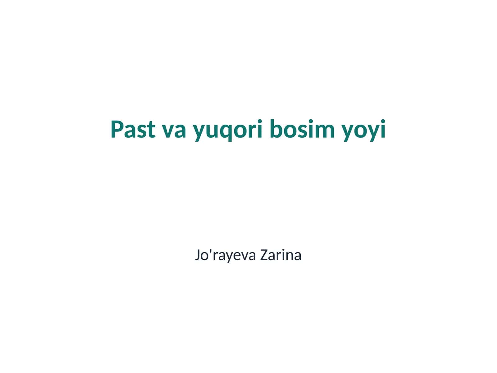 Past va yuqori bosim yoyi