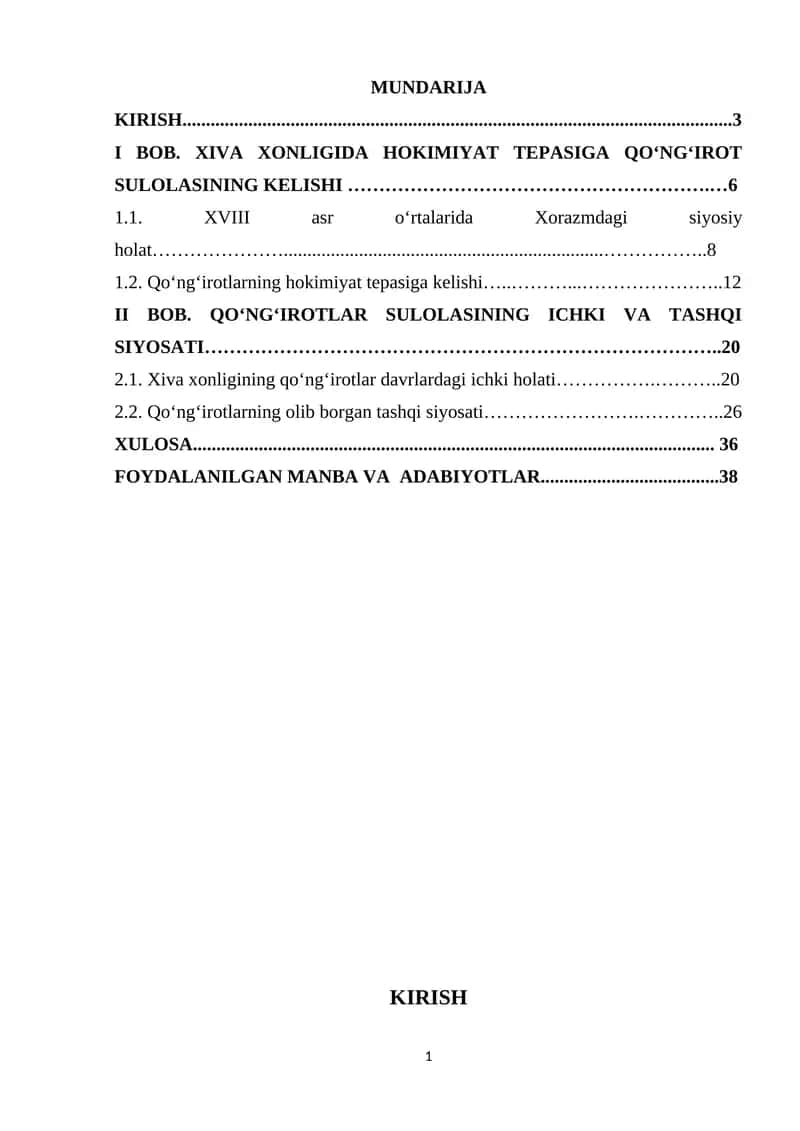 Xiva Xonligida Hokimiyat Tepasiga Qo‘ng‘irot Sulolasi