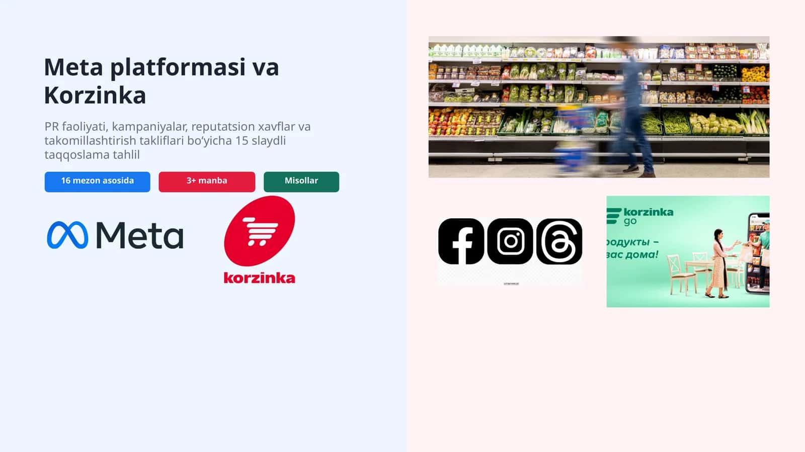 Meta platformasi va Korzinka