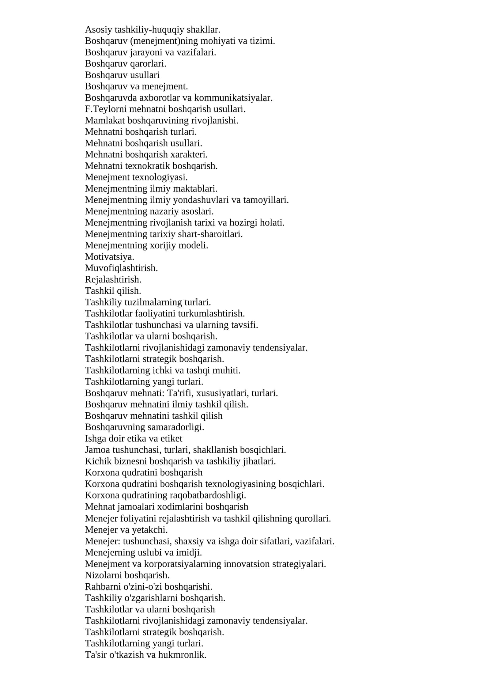 Boshqaruv (menejment)ning mohiyati va tizimi