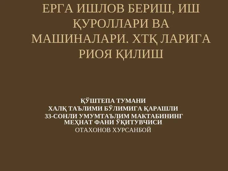 33-сонли умумтаълим мактабининг меҳнат фани ўқитувчиси