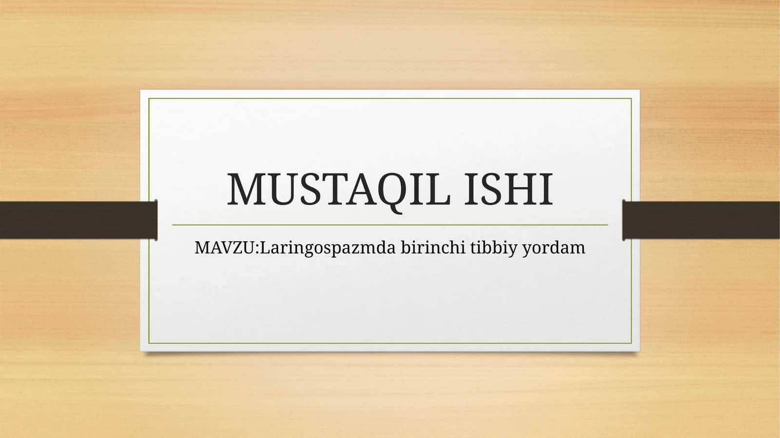 Laringospazmda birinchi tibbiy yordam