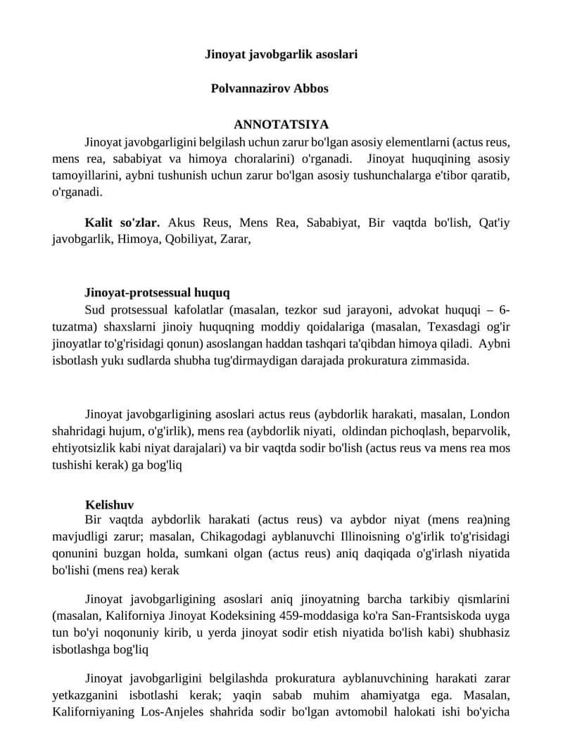 Jinoyat javobgarlik asoslari