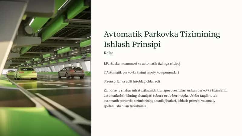 Avtomatik Parkovka Tizimining Ishlash Prinsipi