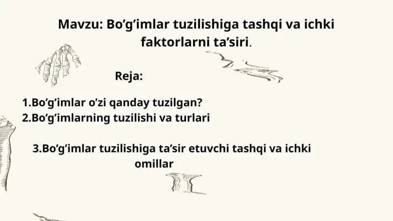 Bo’g’imlar tuzilishiga tashqi va ichki faktorlarni ta’siri.