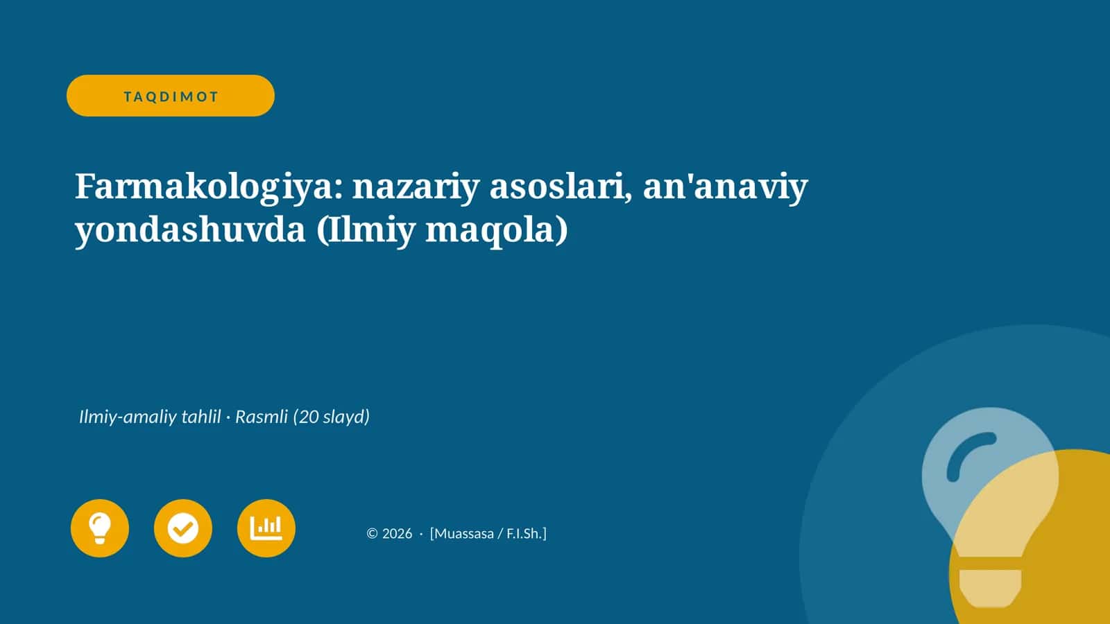 Farmakologiya: nazariy asoslari, an'anaviy yondashuvda (Ilmiy maqola)