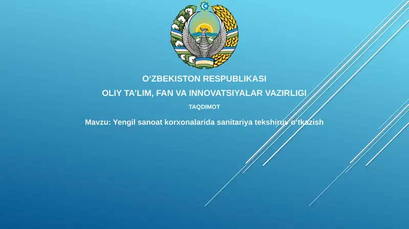Yengilsanoatkorxonalaridasanitariyatekshiruvoʻtkazish