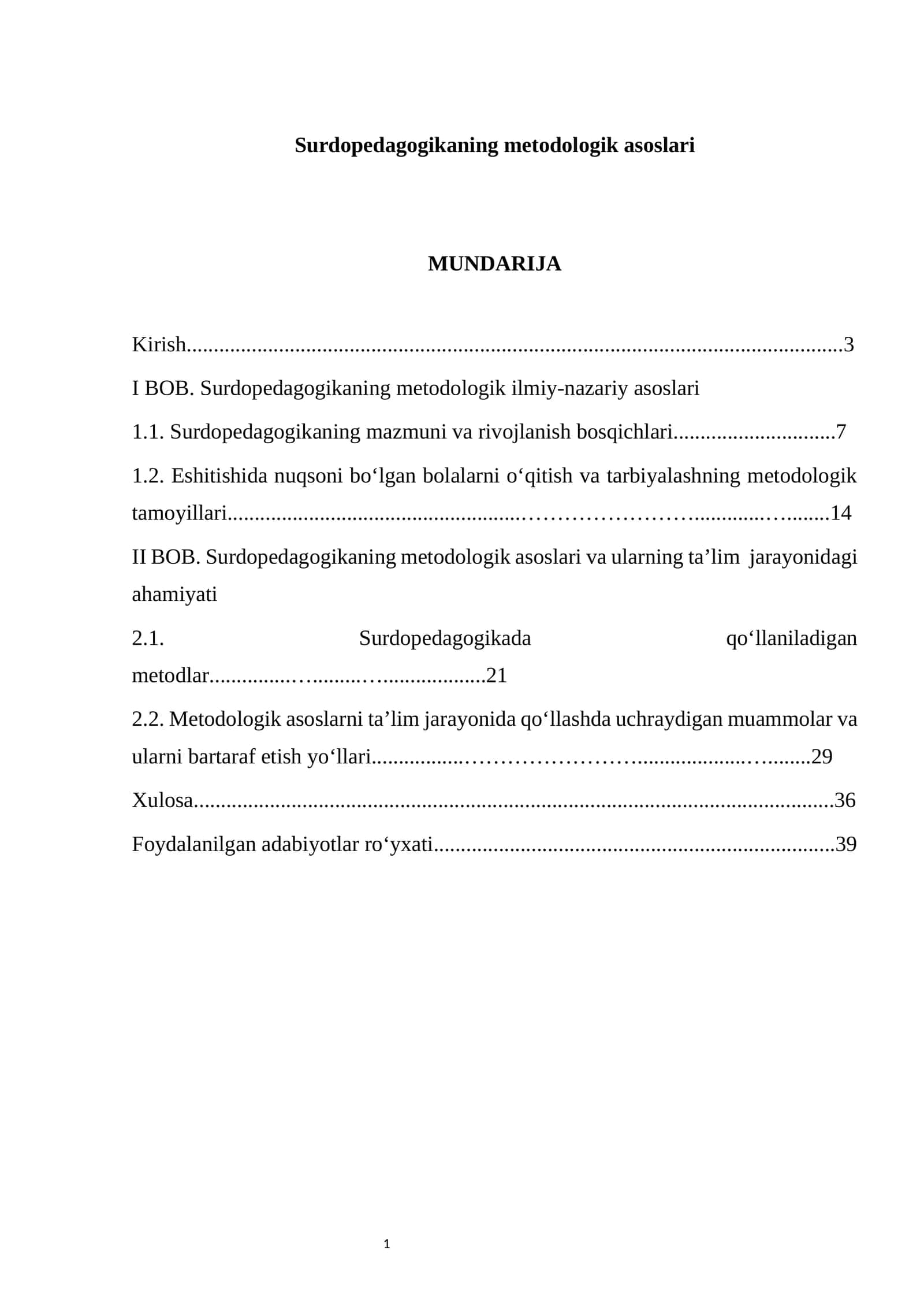 Surdopedagogikaning metodologik asoslari