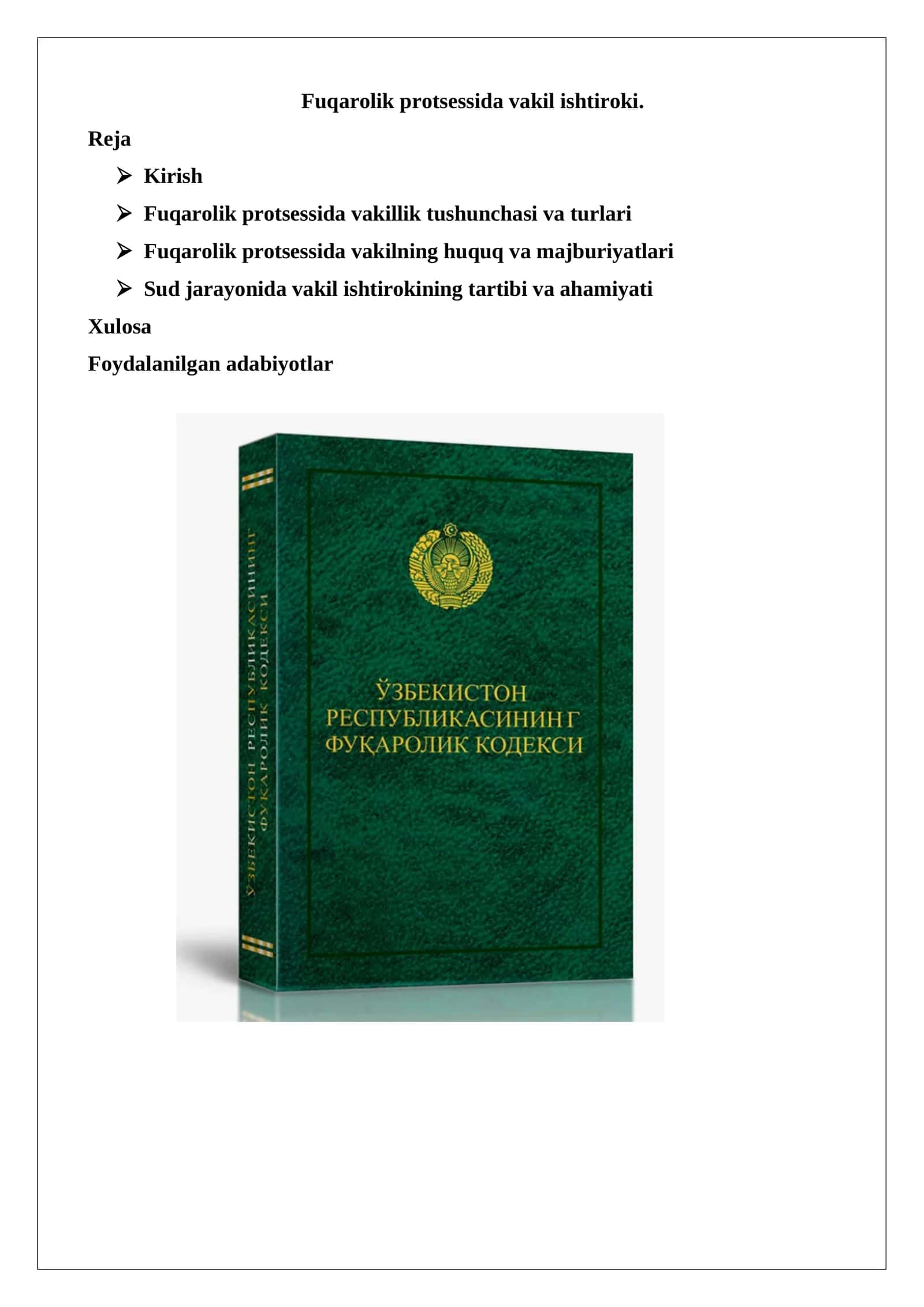 Fuqarolik protsessida vakil ishtiroki