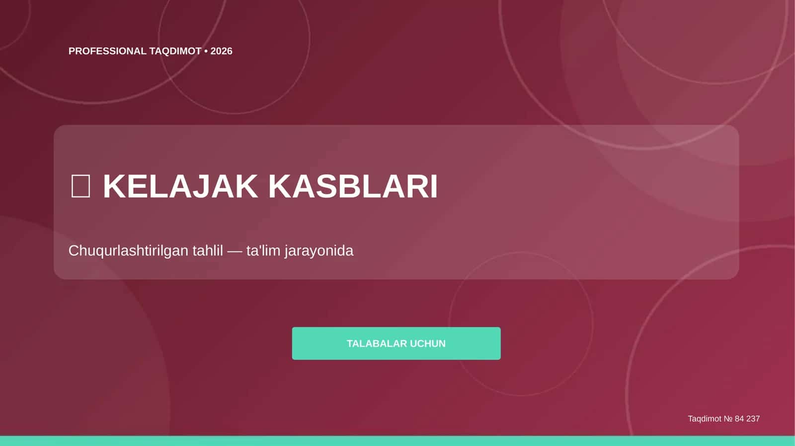 Kelajak Kasblari: Chuqurlashtirilgan tahlil (Talabalar uchun)
