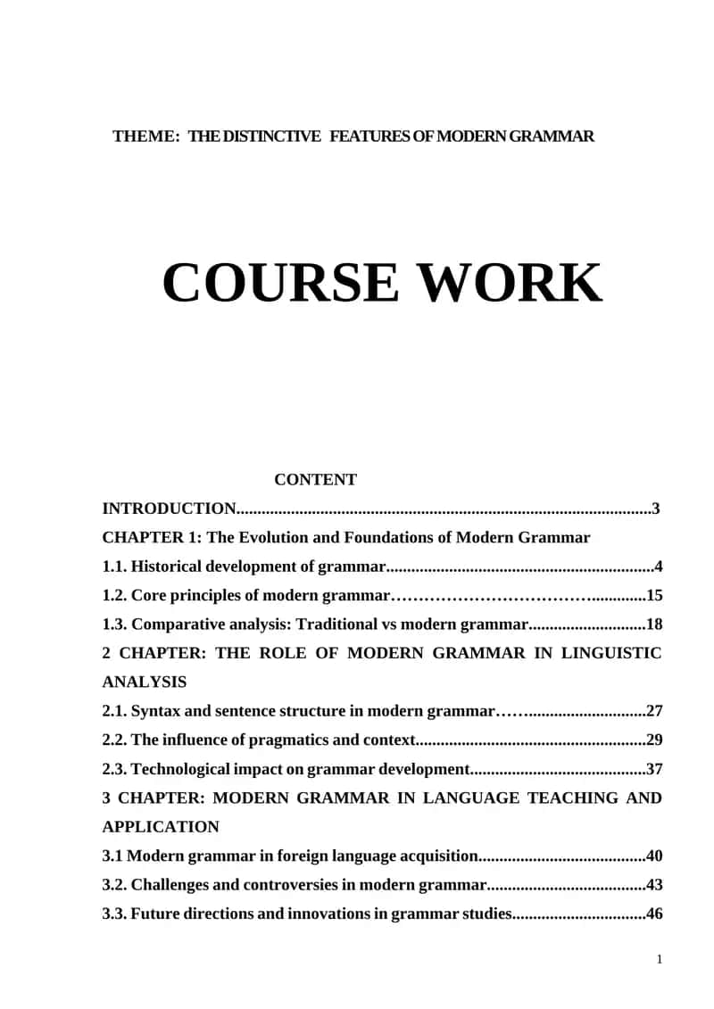 THE DISTINCTIVE FEATURES OF MODERN GRAMMAR
