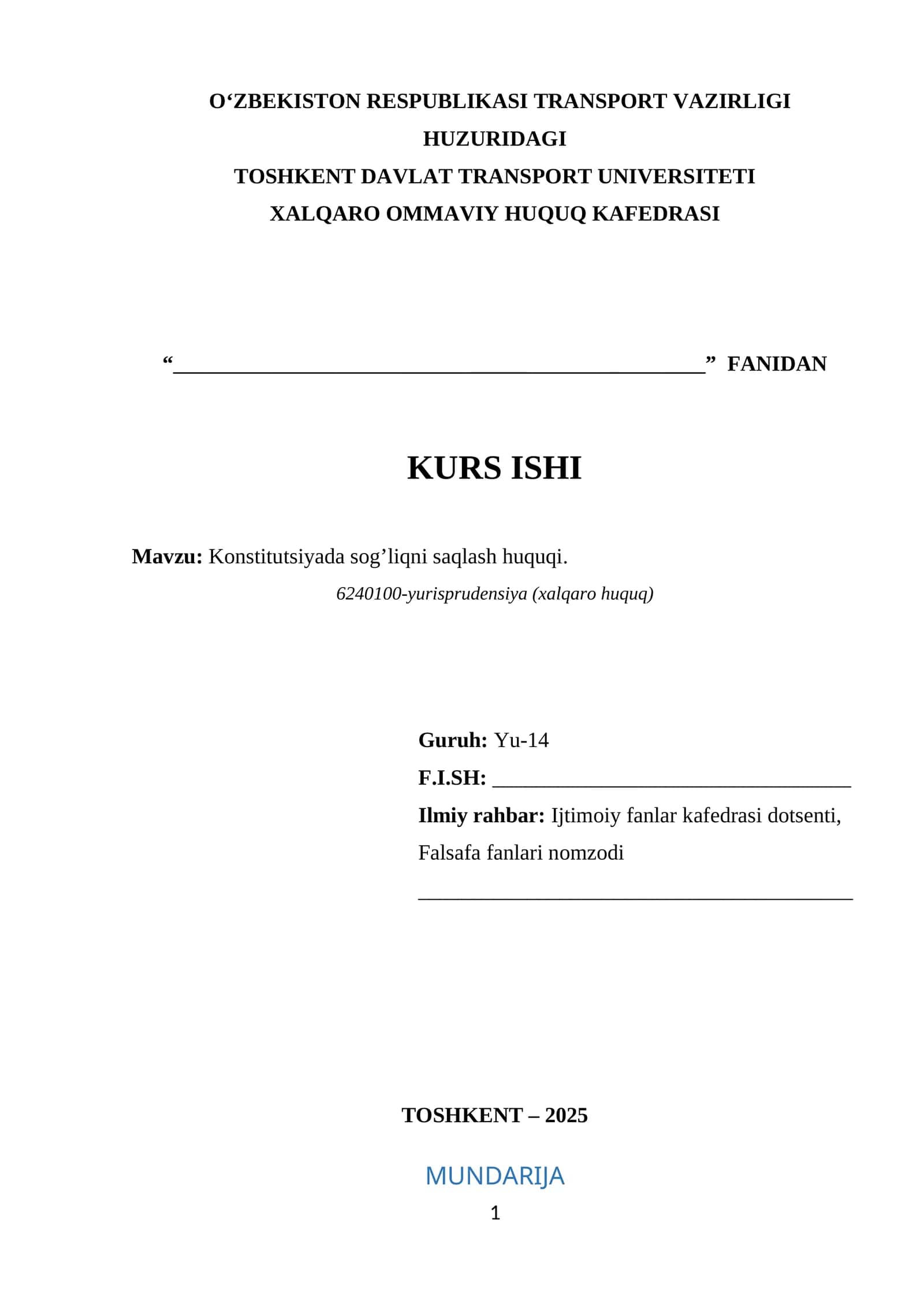 Konstitutsiyada sog’liqni saqlash huquqi