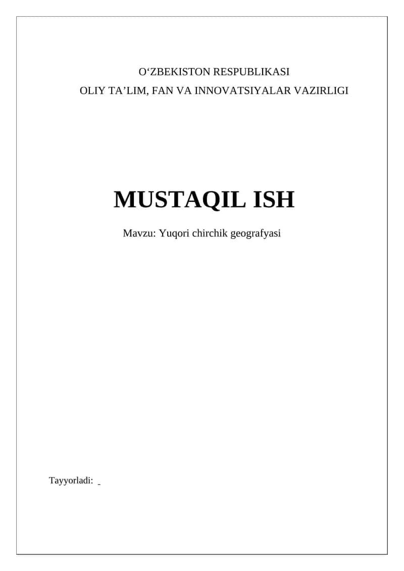 Yuqori chirchik geografyasi